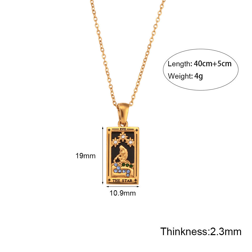 Tarot-Inspired Rhinestone Pendant Necklace