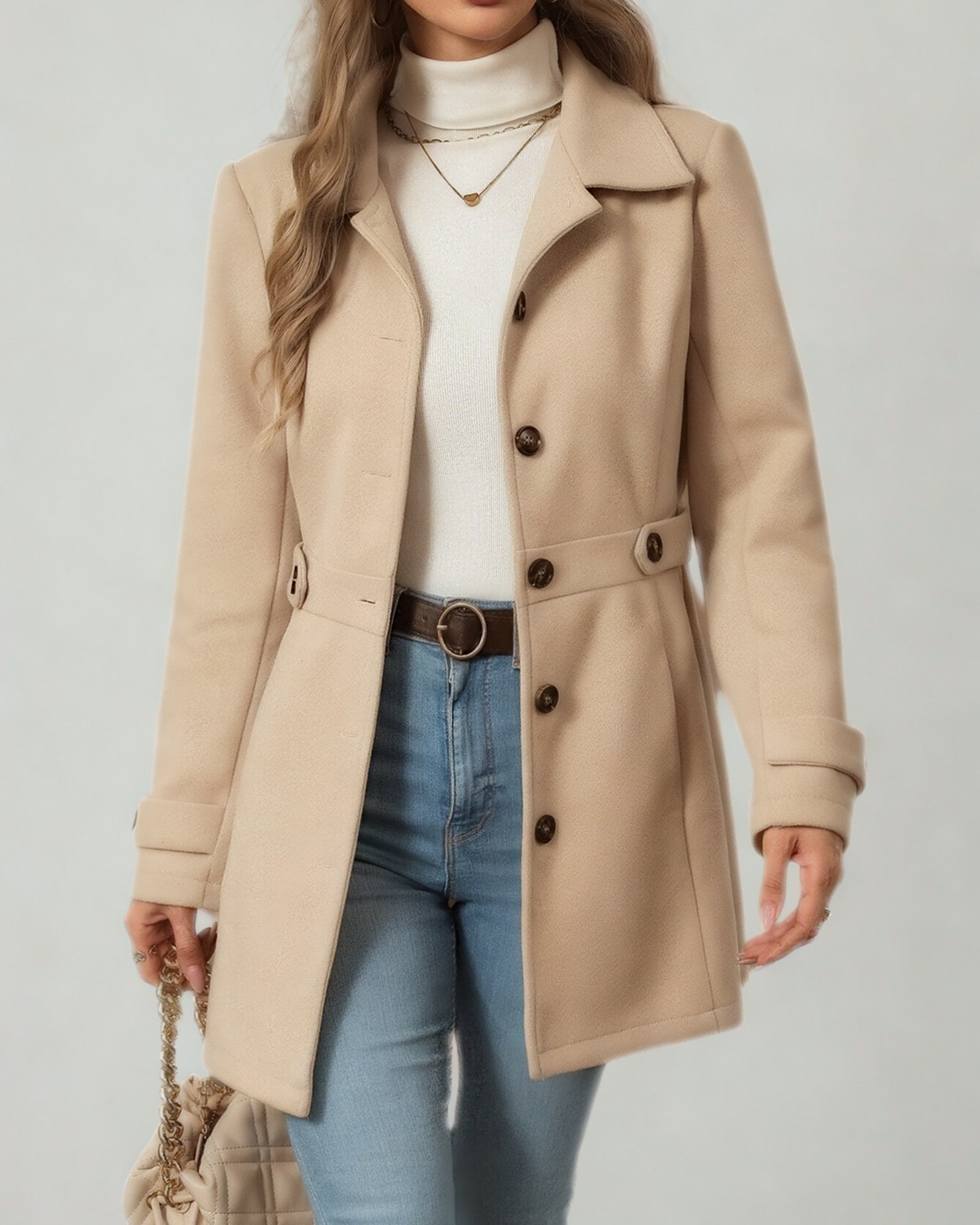 Elegant Wool Blend Mid-Length Coat