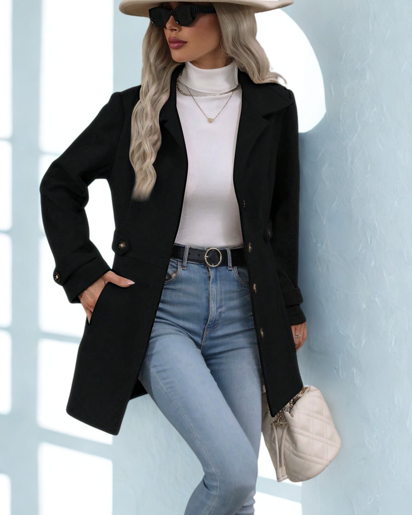 Elegant Wool Blend Mid-Length Coat