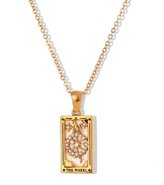 Tarot-Inspired Rhinestone Pendant Necklace