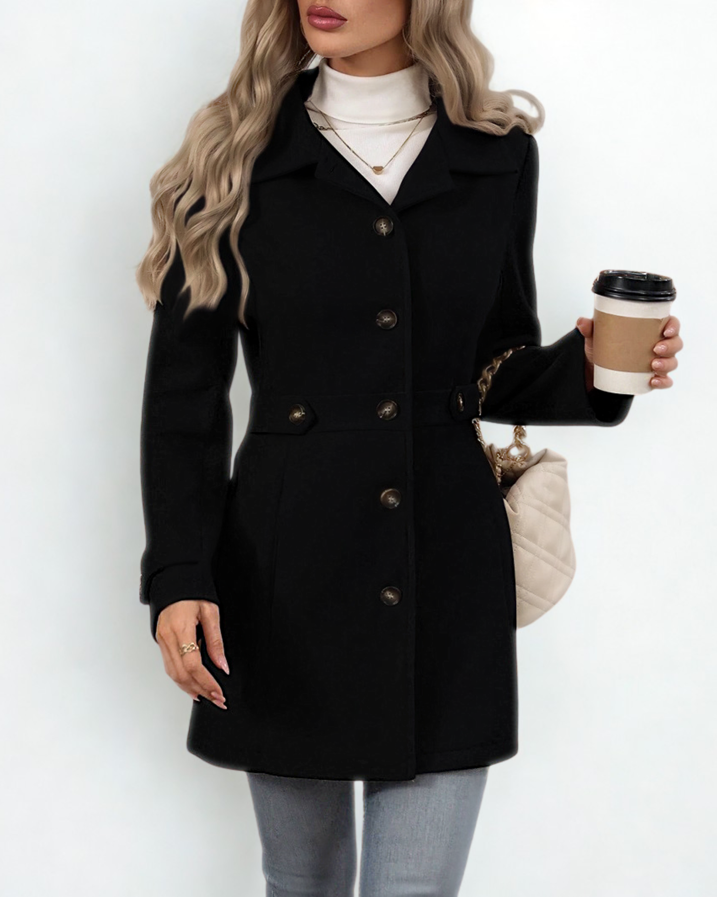Elegant Wool Blend Mid-Length Coat