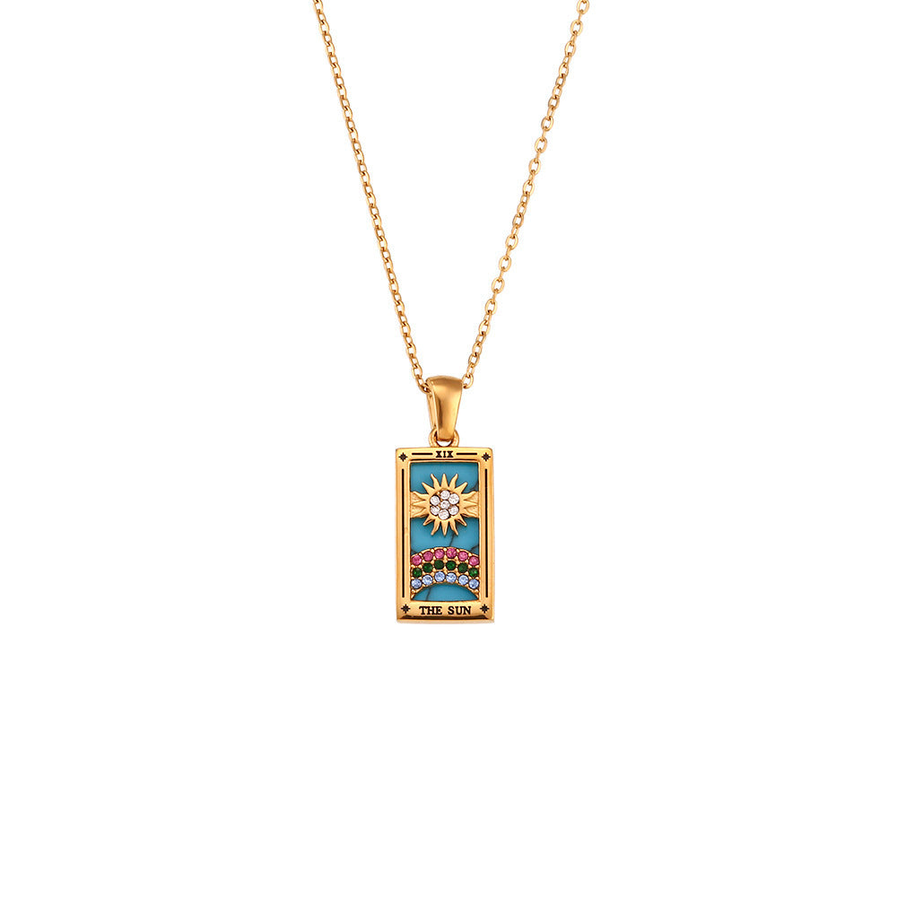 Tarot-Inspired Rhinestone Pendant Necklace