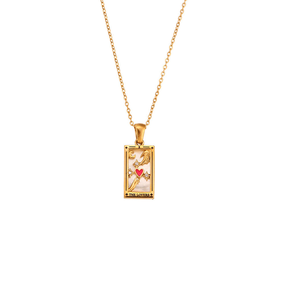 Tarot-Inspired Rhinestone Pendant Necklace