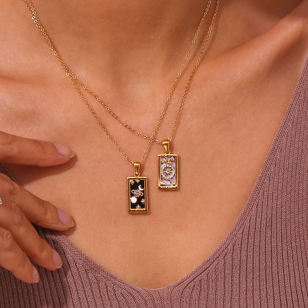 Tarot-Inspired Rhinestone Pendant Necklace