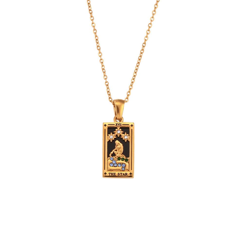 Tarot-Inspired Rhinestone Pendant Necklace
