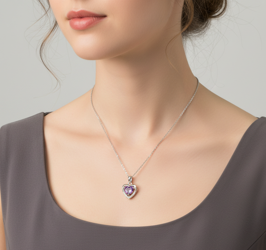 Free Purple Heart-shaped Rhinestones Necklace