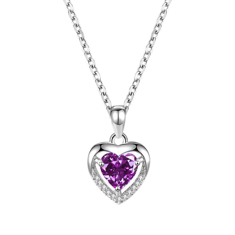 Free Purple Heart-shaped Rhinestones Necklace