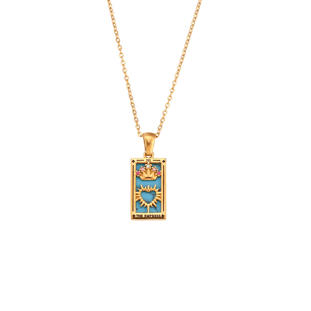Tarot-Inspired Rhinestone Pendant Necklace