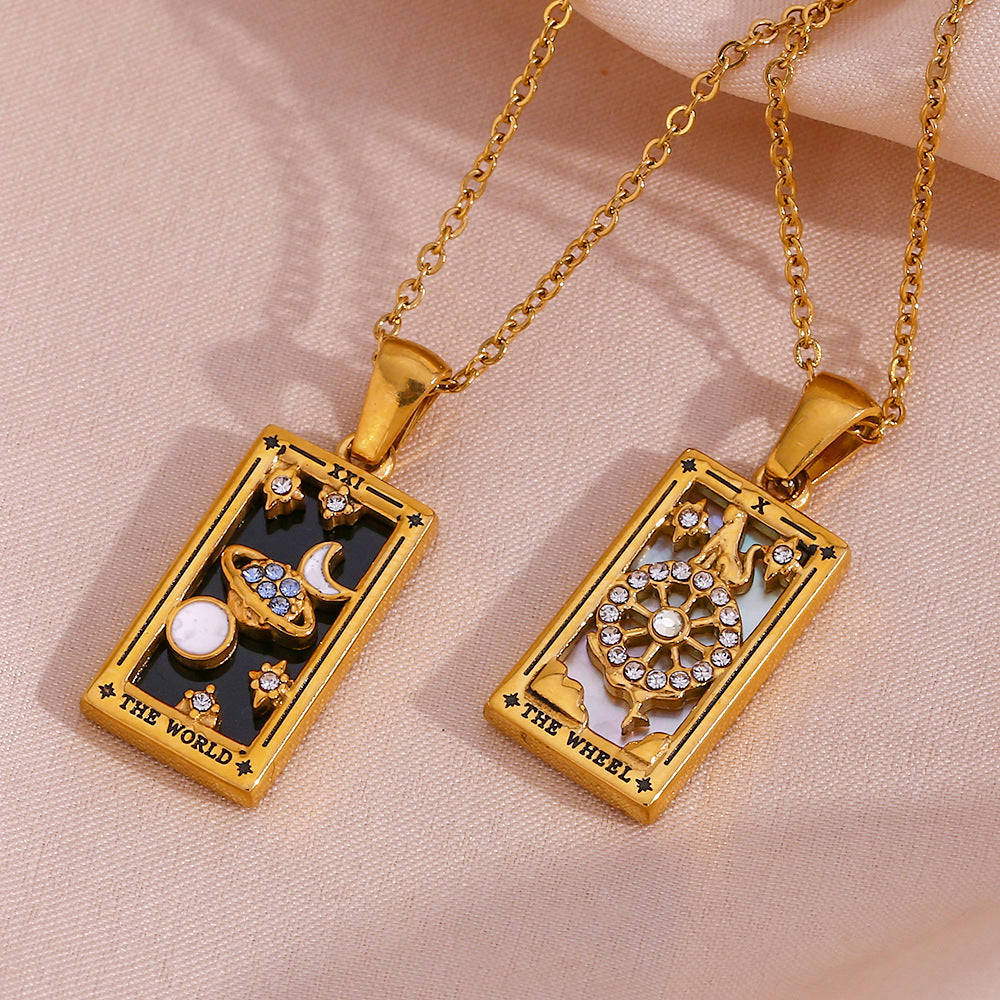 Tarot-Inspired Rhinestone Pendant Necklace