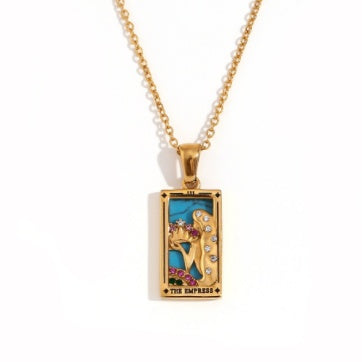 Tarot-Inspired Rhinestone Pendant Necklace