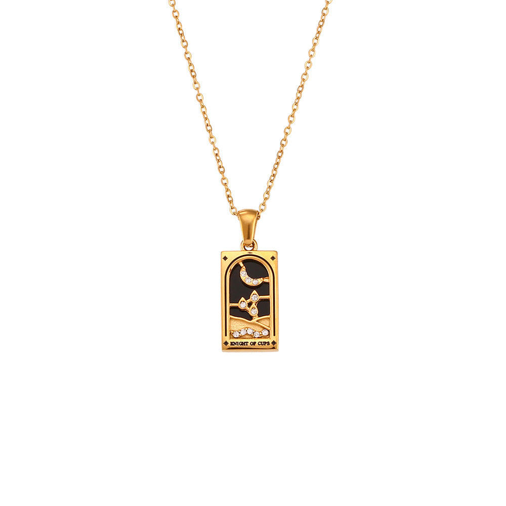Tarot-Inspired Rhinestone Pendant Necklace