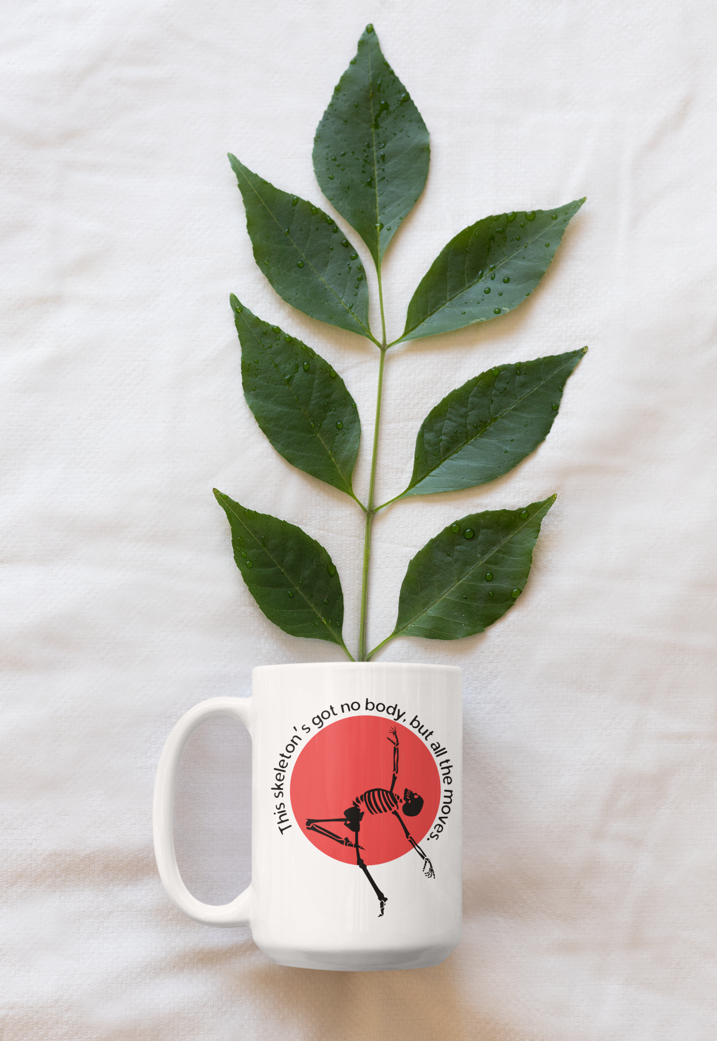 Funny Skeleton Halloween Dancing Mug | 11 oz Glossy Ceramic