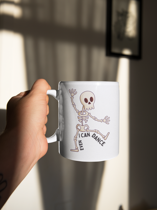 Funny Skeleton Halloween Mug | 11 oz Glossy Ceramic